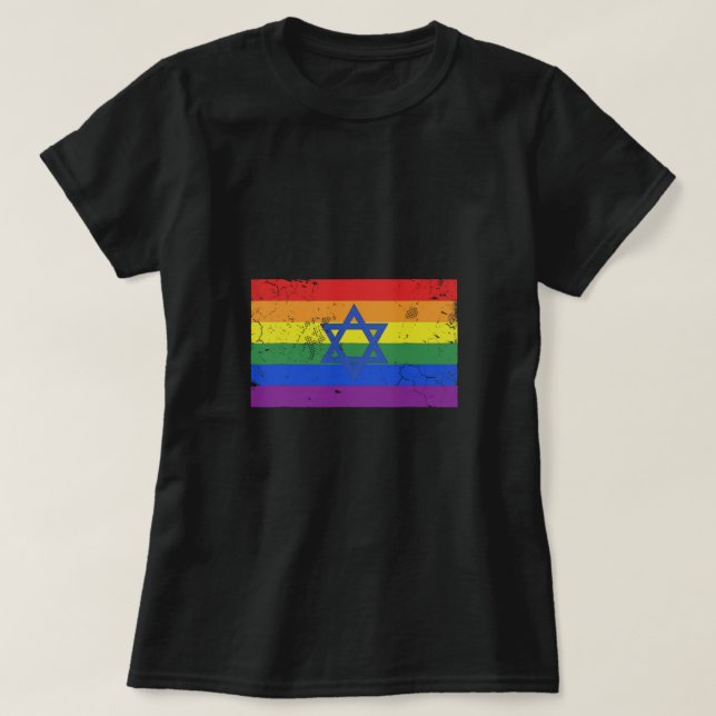 Judiska Israel LGBT Gay pride Flagga T Shirt (Design framsida)