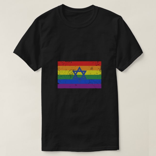 Judiska Israel LGBT Gay pride Flagga T Shirt (Design framsida)