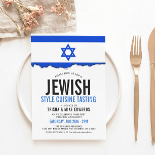 Judiska/israeliska Cuisineet Party Flagga Vita I Inbjudningar