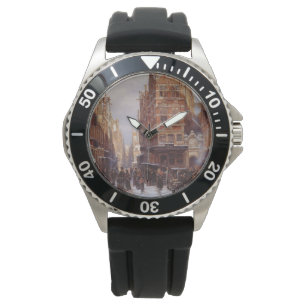 Judiska kvarteret i Amsterdam (Vintage City Scene) Armbandsur