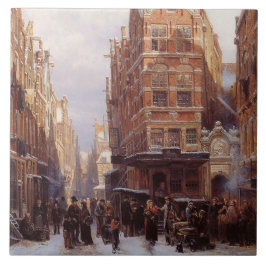 Judiska kvarteret i Amsterdam (Vintage City Scene) Kakelplatta
