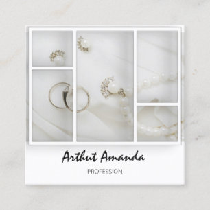 Judiska lyxvaror Pearls Guld White VIP Fyrkantigt Visitkort