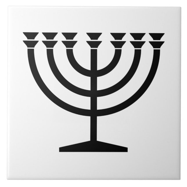 Judiska Menorah (judensimens symbol) Kakelplatta (Framsidan)