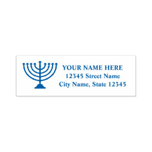 Judiska menorah självisk returadress frimärke självfärgande stämpel