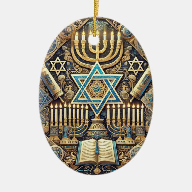 Judiska minnesprydnader julgransprydnad keramik (Framsidan)