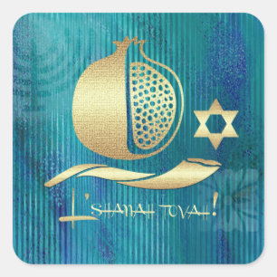 Judiska nyår Rosh Hashanah Gift Stickers Fyrkantigt Klistermärke