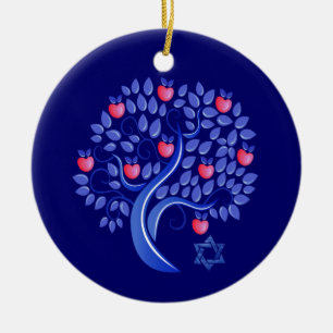 Judiska nyår Rosh Hashanah Ornaments Julgransprydnad Keramik