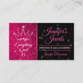 Judiska och tillkommande Glitter Rosa Diamond Kron Visitkort