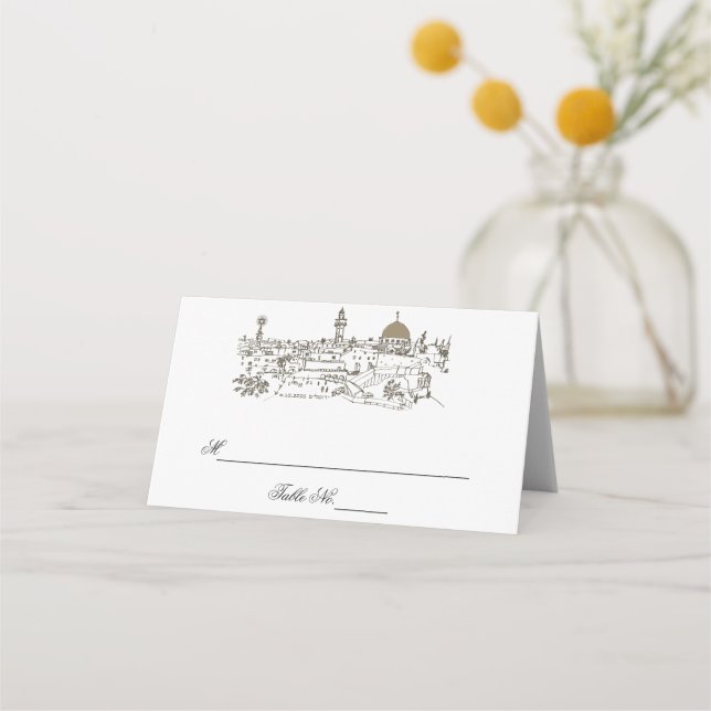 Judiska platskort Jerusalem Sight Bord-kort Placeringskort (Framsida)