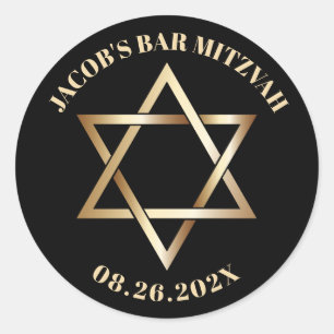 Judiska PUB MITZVAH Guld-stjärnan David Black Runt Klistermärke