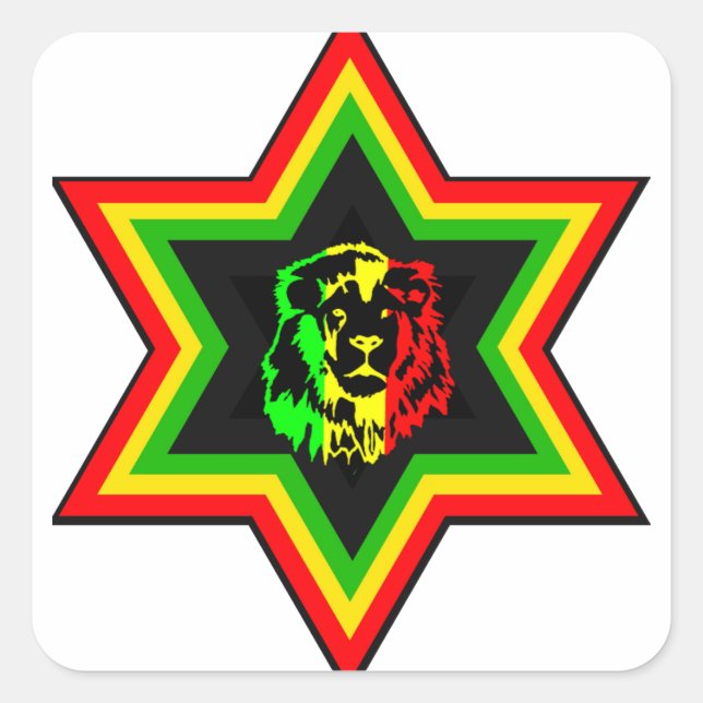 Judiska Rasta Fyrkantigt Klistermärke (Framsida)
