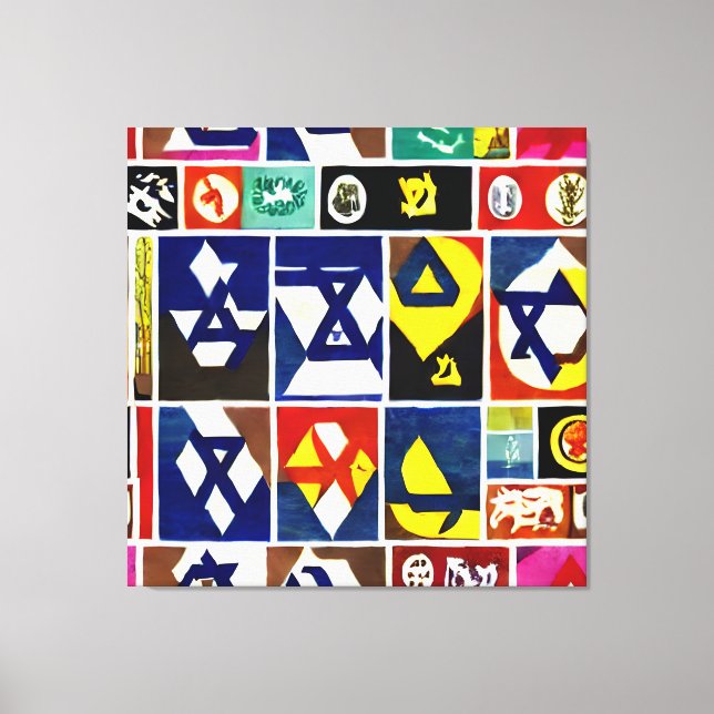 Judiska Religiösa Symbols Wall Art Canvastryck (Framsida)