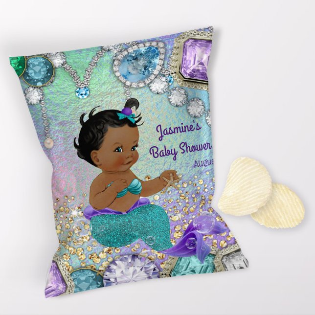 Judiska Sjöjungfrun Baby Shower Chip Bag Wrapper Reklamblad (1 ounce snack bag wrapper flyer. )