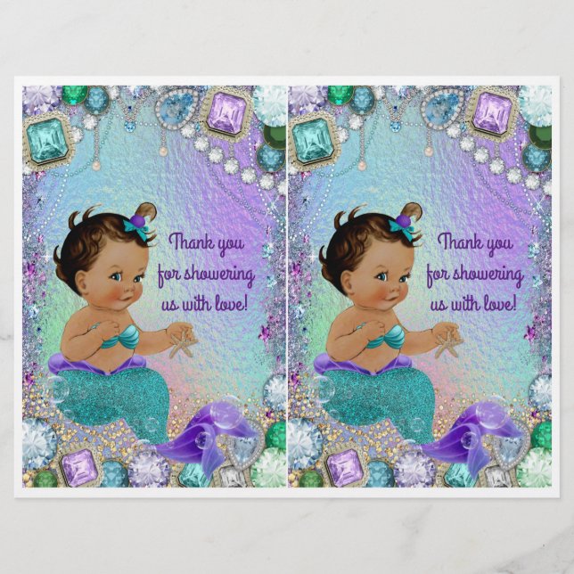 Judiska Sjöjungfrun Baby Shower DIY Gift Bag-Dekor Reklamblad (Framsidan)