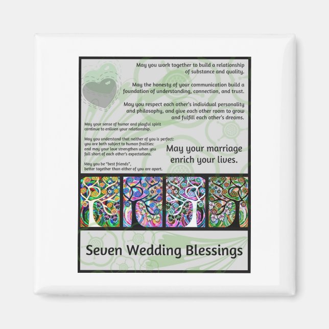 Judiska Sju Bröllop Blessings Livets träd Hamsa Magnet (Framsidan)