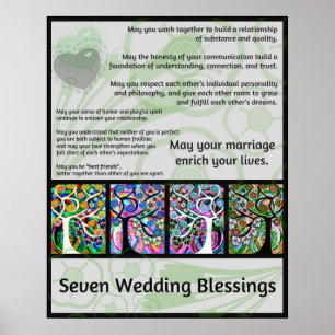 Judiska Sju Bröllop Blessings Livets träd Hamsa Poster