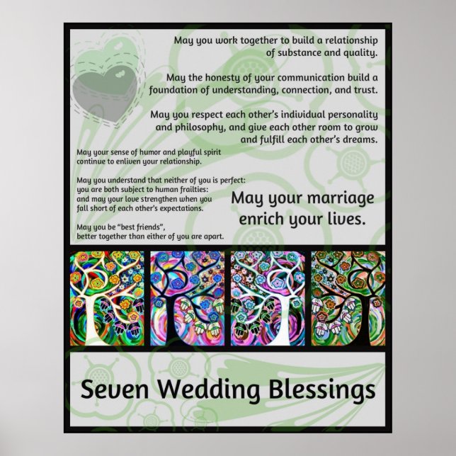 Judiska Sju Bröllop Blessings Livets träd Hamsa Poster (Framsidan)