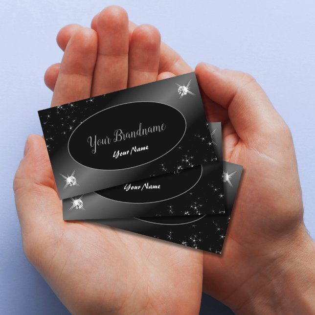 Judiska Snyggten Luxury Black Silver Glitter Stars Visitkort (Skapare uppladdad)