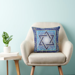 Judiska stjärnan av David Judaica Blue Kudde