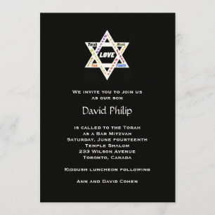 Judiska värden Black Pub/Bat mitzvah inbjudan