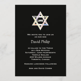Judiska värden Black Pub/Bat mitzvah inbjudan