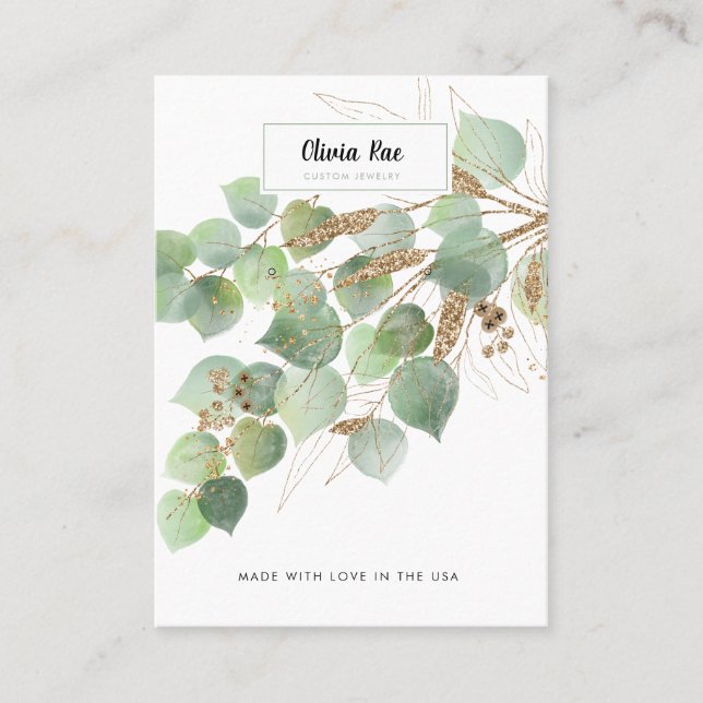 Judiska Visningen Luxury Greenery Guld Löv Visitkort (Framsida)
