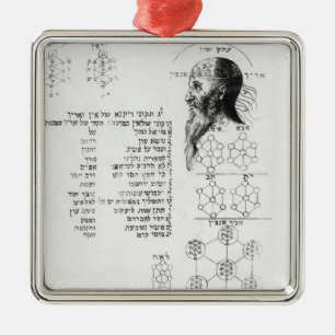 Judiskt manuskript som illustrerar phrenology julgransprydnad metall