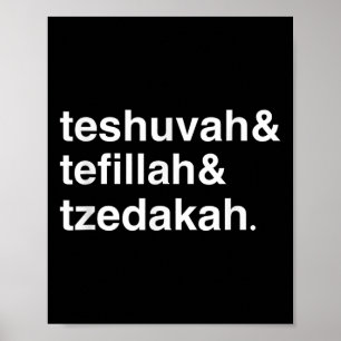 Judiskt nyår Yom Kippur Teshuvah Tefillah Tzeda Poster