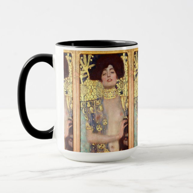 Judith och Holofernes huvud av Gustav Klimt Mugg (Vänster)
