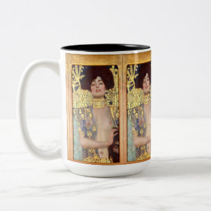 Judith och Holofernes huvud av Gustav Klimt Två-Tonad Mugg