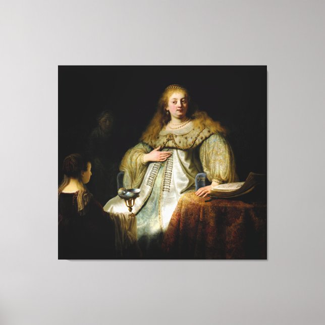 Judith vid Holofernes banquet av Rembrandt Canvastryck (Framsida)