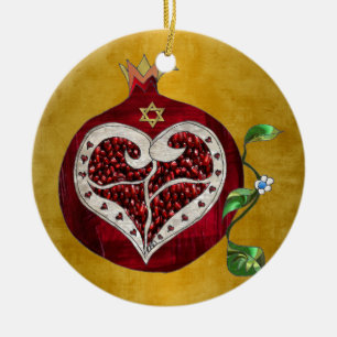 judja,granatäpple,granatäpple+hjärta,hanukkah,lej julgransprydnad keramik