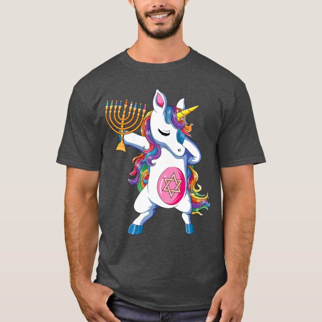 Judnicorn Funny Hanukkah Unicorn Gift Girl T Shirt (Framsida)