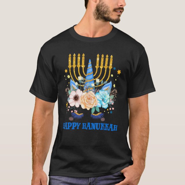 Judnicorn Jewish Cute Unicorn Lycklig Hanukkah Kid T Shirt (Framsida)