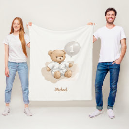 Judo Bear’s First Belt" – 1st Birthday White Belt Fleecefilt