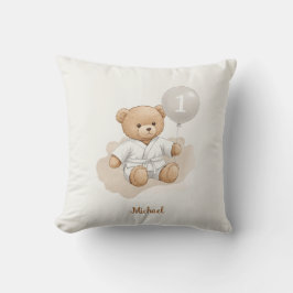 Judo Bear’s First Belt" – 1st Birthday White Belt Kudde