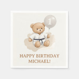 Judo Bear Turns One" – 1st Birthday 【Black-belt】 Pappersservett