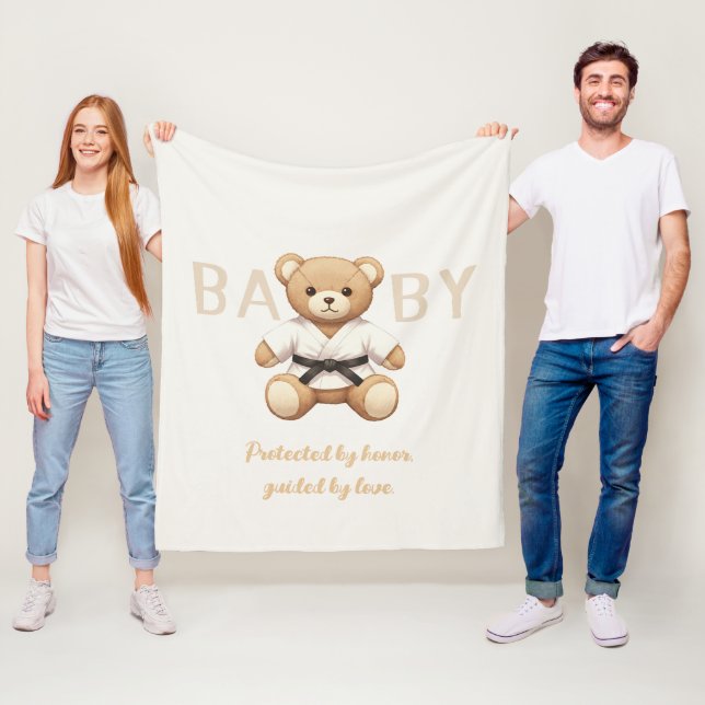 Judo Black Belt Bear Baby Shower Collection Fleecefilt (På plats)