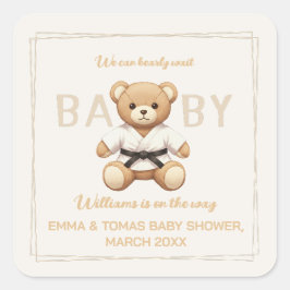 Judo Black Belt Bear Baby Shower Collection  Fyrkantigt Klistermärke