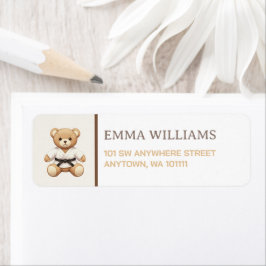 Judo Black Belt Bear Baby Shower Collection  Returadress Etikett