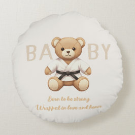 Judo Black Belt Bear Baby Shower Collection Rund Kudde