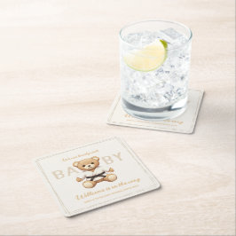 Judo Black Belt Bear Baby Shower Collection Underlägg Papper Kvadrat