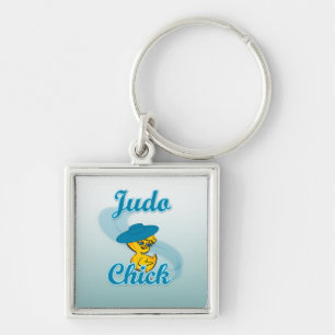 Judo Chick #3 Fyrkantig Silverfärgad Nyckelring