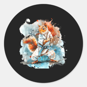 Judo Ekorre Akvarell Taekwondo Karate MMA Runt Klistermärke