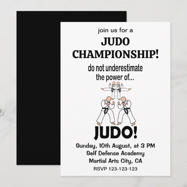 Judo Fighter Self Defense Taekwondo Judo Inbjudningar (Fram/baksida)