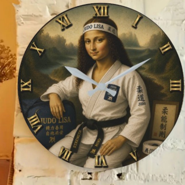 Judo Funny Mona Lisa  Martial Arts Gift Stor Klocka (Skapare uppladdad)