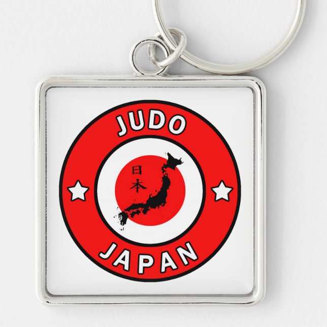 Judo Fyrkantig Silverfärgad Nyckelring (Framsidan)