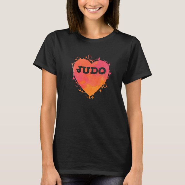 Judo Heart with writing and Tendrils T Shirt (Framsida)