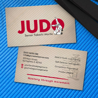 Judo instructor - Kanji and Judoka  Visitkort