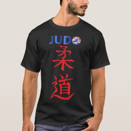Judo Kanji Lettering Graphic med japansk Flagga T Shirt